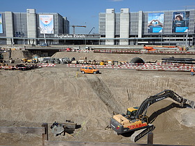 Foto von der Baugrube The Circle @ Flughafen Zürich