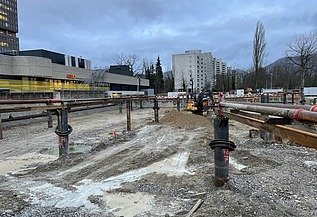 Foto von Baugrube des zukünftigem Polizeigebäudes