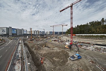 Foto von der Baugrube The Circle @ Flughafen Zürich