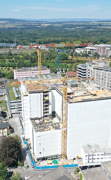 Drohnen Aufnahme vom Neubau Inselspital