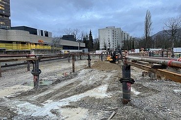 Foto von Baugrube des zukünftigem Polizeigebäudes