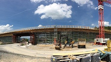Die Baustelle im Weitwinkelmodus fotografiert