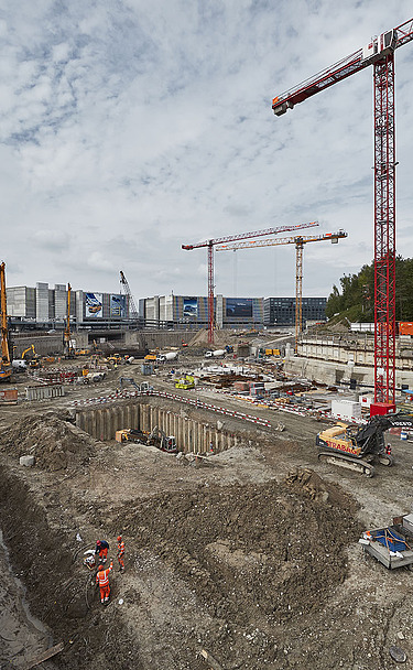 Foto von der Baugrube The Circle @ Flughafen Zürich