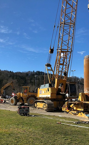 Baustelle für Grundwasserbrunne in Marly Foto von Baustelle für Grundwasserbrunne