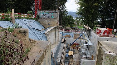 Aufschrift auf dem alten Schieberhaus 