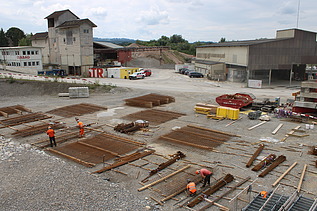Sicht auf Baustelle und Arbeiten