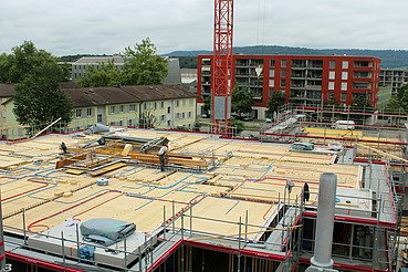 Foto von Holzbauarbeiten von Oben