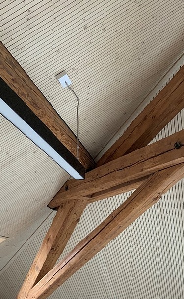 Bild vom Dachgeschoss mit neuen Holzbalken