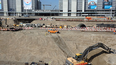 Foto von der Baugrube The Circle @ Flughafen Zürich