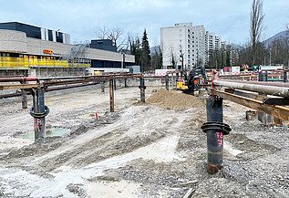 Foto von Baugrube des zukünftigem Polizeigebäudes