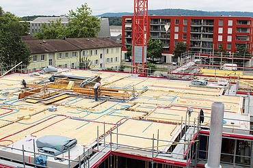 Foto von Holzbauarbeiten von Oben