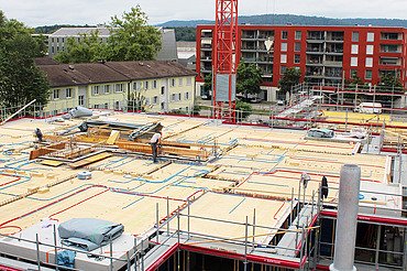Foto von Holzbauarbeiten von Oben