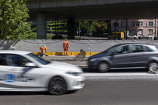 Bild von Bauarbeiten mit Verkehr