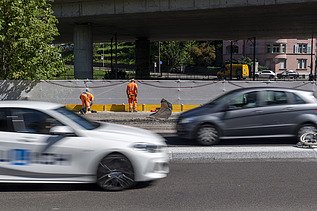 Bild von Bauarbeiten mit Verkehr