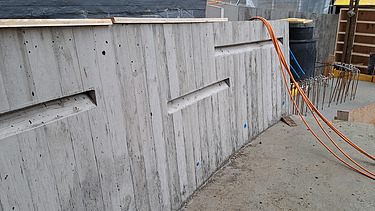 Detailansicht der Wand nach Fertigstellung