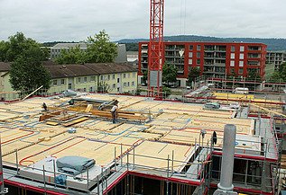 Foto von Holzbauarbeiten von Oben